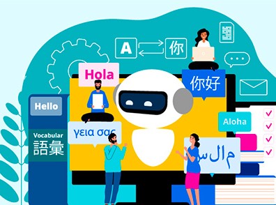 Multilingual AI chatbot interface with global language translations