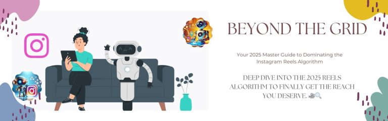 Instagram Reels 2025 guide banner with robot and creator on sofa