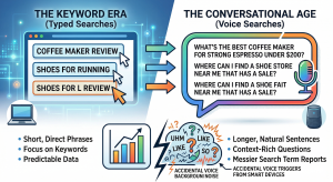 evolution from keyword based search to voice search with longer natural language queries and contextual intent