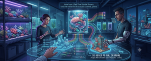 Futuristic AI technology displaying integrated video understanding, multimodal processing, and real-time generation capabilities