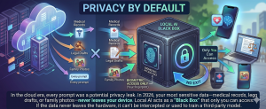 Secure local AI system protecting medical records, legal files, and personal information through biometric access