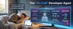 AI developer workspace automatically coding, testing, fixing bugs, and deploying software updates